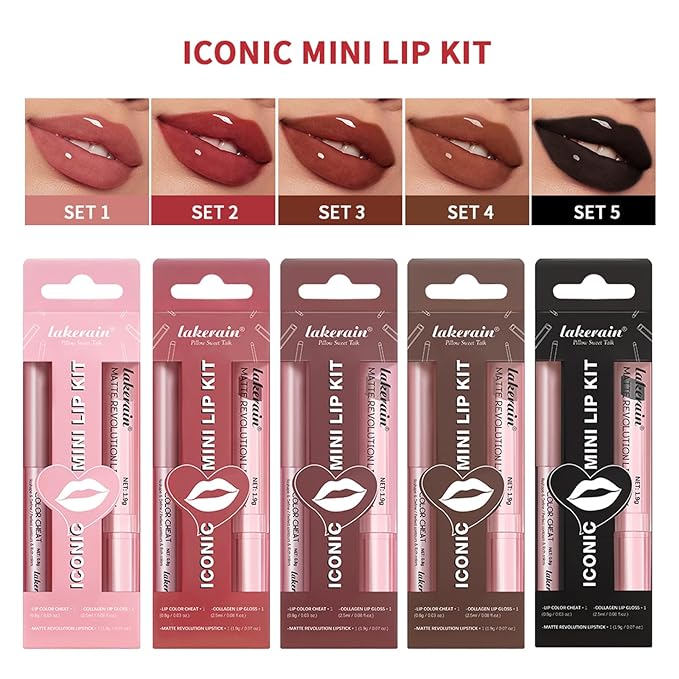 3PCS Black Lip Liner and Lipstick Set – Bold Matte Lipstick, Precision Liner & High-Shine Gloss for Gothic, Halloween, Cosplay & Editorial Looks – Long-Lasting, Smudge-Proof Lip Makeup Kit (Black)