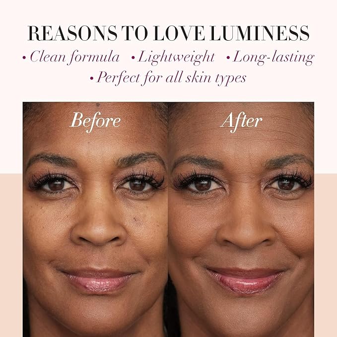 LUMINESS Airbrush Spray Silk Foundation Starter Kit - Rich - Foundation, Primer & Dual-Sided Angled Buffing Brush - Medium, Buildable Coverage, Anti-Aging Formula Hydrates & Moisturizes
