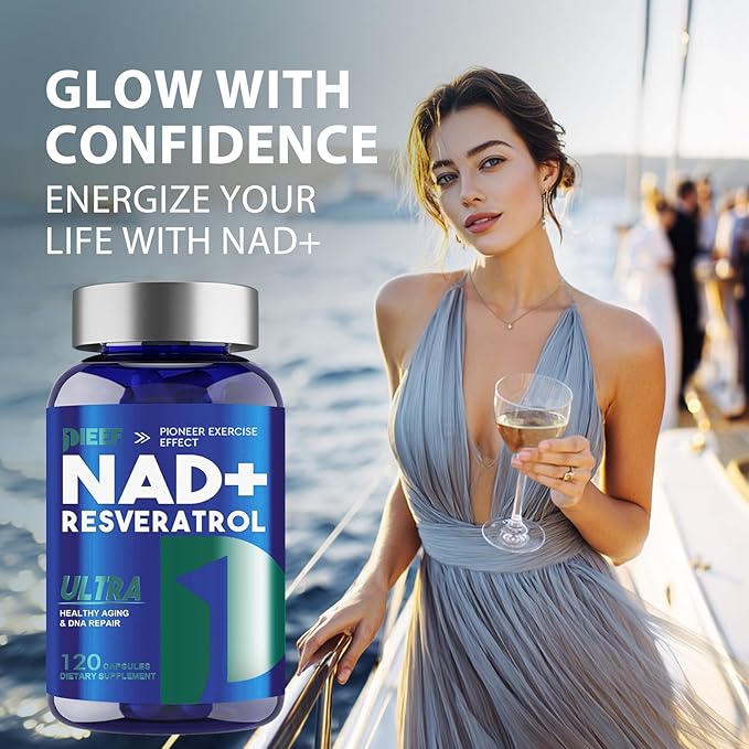 Nicotinamide Adenine Dinucleotide Supplement 1500mg with Resveratrol, 360 Capsules NMN Alternative for Cellular Energy, Anti-Aging & Antioxidant Support, Vegan & Non-GMO Formula, 3Pack