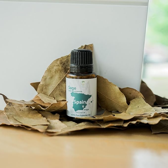 Sage Essential Oil - Direct from Essential Oils SL Spain - Steam Distilled - Aceite Esencial de Salvia for Aromatherapy, Massage, Diffuser, DIY Candle and Soap Making - 15ml