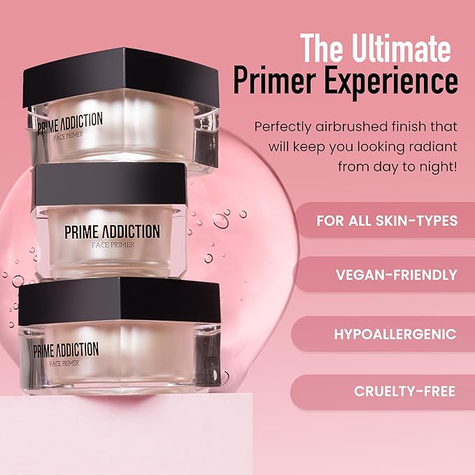 Frankie Rose Cosmetics Prime Addiction Face Primer – Pore-Minimizing, Hydrating Makeup Primer – Perfect for Dry, Sensitive, Combination, Normal & Oily Skin - 1.05 oz.