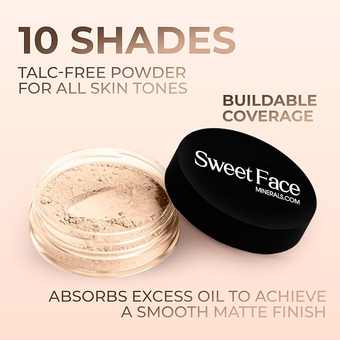 FAIR 1 FOUNDATION (5g Sample Size Jar) – Matte Mineral Loose Powder Makeup – Buildable Natural Coverage for Fair Skin Tone – Sweet Face Minerals SPF 30