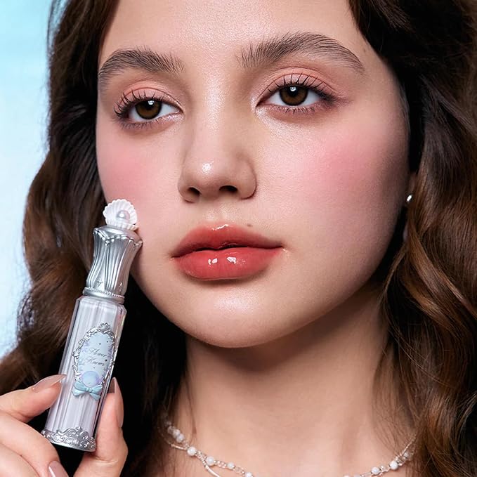 Flower Knows Shell's Jewel Nourishing Lip Glaze,Hydrating Brick Red Lip Gloss with Hyaluronic,Moisturizing Plumping Oil,Non-Sticky for Girls & Women,0.16 Fl.Oz(P09 Coral Conch)
