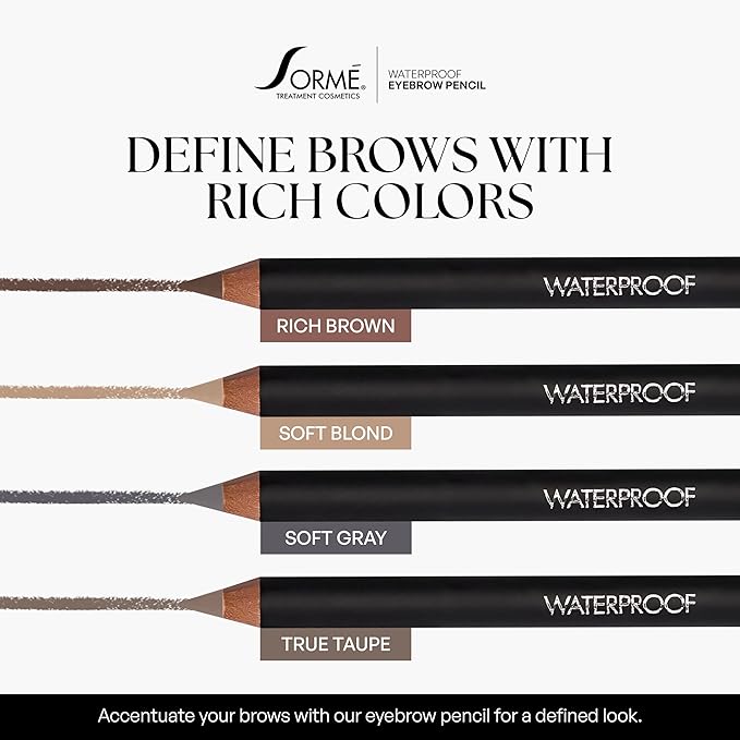 Sorme' Treatment Cosmetics Natural Definitive Waterproof Eyebrow Pencil, Rich Brown, 0.04 Ounce (Pack of 1)