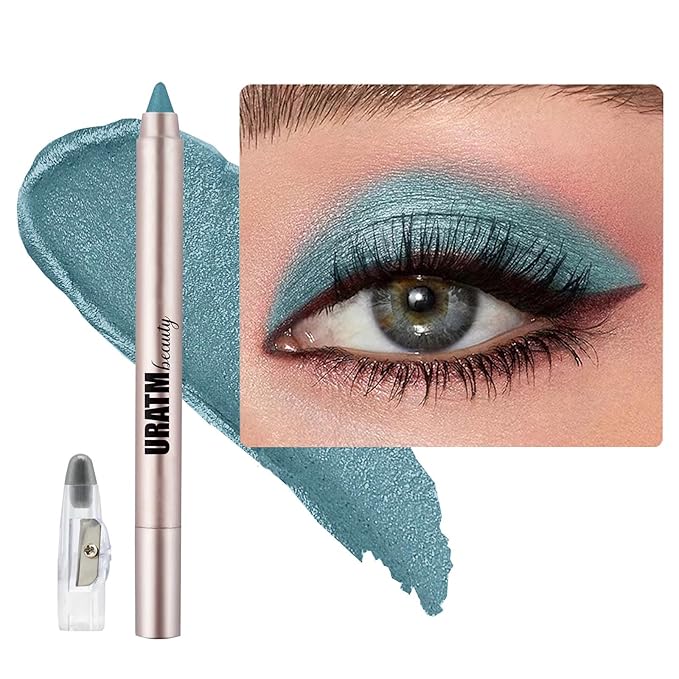Blue Eyeshadow Stick - Blendable Creamy Eye Brightener, Waterproof Long Lasting Crayon, Smooth Shimmer Shadow Highlighter Liner Makeup #B05 Blue Shimmer