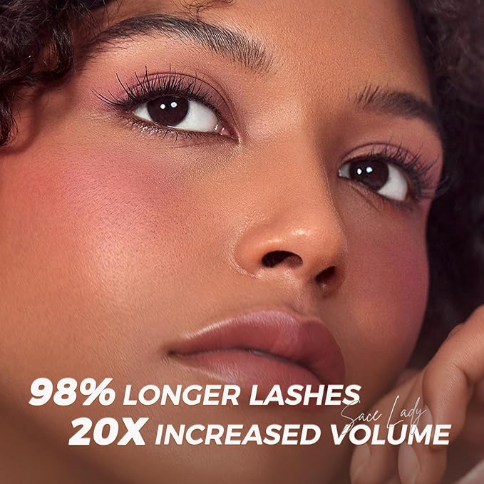 SACE LADY Waterproof Mascara with Lash Curler Volume and Length, Black No Clump Lift Lash Mascara, Lasting Smudge-proof Natural Looking Curl Eye Makeup Set, Cruelty Free, 0.28Oz