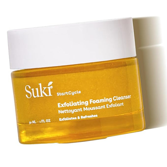 Suki Skincare Exfoliate Foaming Cleanser - With Natural Sugar & Colloidal Oat - Facial Exfoliator & Mechanical Exfoliant that Reduces Dry Skin Buildup While Promoting Radiant, Smooth, Soft Skin - 4 oz