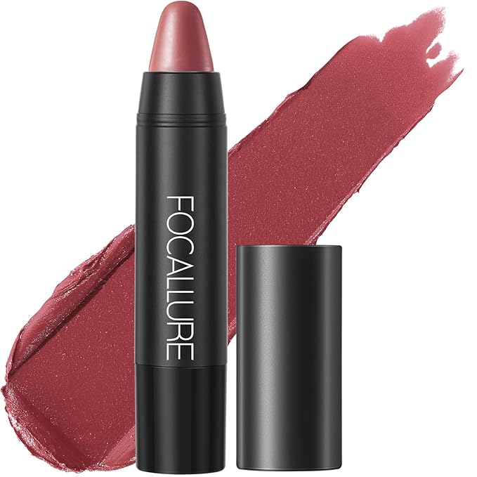 FOCALLURE Ultra Chic Lipstick,Rich Vitamin E Lip Crayon,Lightweight Color without Drying or Fading,Long Lasting Waterproof Lips Makeup,CRIMSON