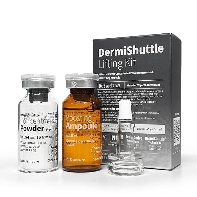 JEU'DEMEURE DermiShuttle Lifting Kit - Anti Aging Serum, Face Serum for Firming, Anti Wrinkle, Skin Elasticity, Hydrating with Collagen, Peptides, Korean Skincare (2 Weeks)