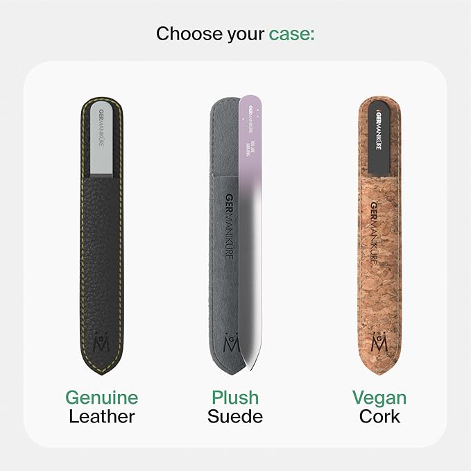 GERMANIKURE Glass Nail File in Suede Sleeve - She Believed She Could So She Did - Professional Crystal Nail File for Natural Nails - Ideal Manicure & Pedicure Tool for Smooth, Easy Shaping