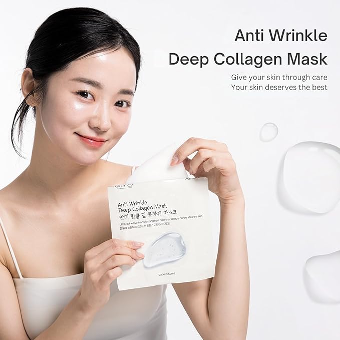 Collagen Hydrogel AntiWrinkle Deep Face Mask 4+1 EA Ultimate Hydration, Improves Skin Texture, Affordable Luxury, Glowing Skin, Reduces Fine Lines & Wrinkles, Made in Korea OHMYPURE (5, Deep Collagen)