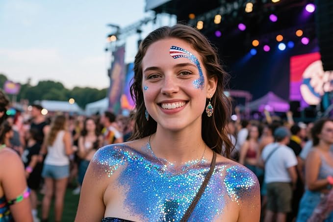 Blue Face and Body Glitter Stick,Holographic Neon Accessories Outfit Singer Concert Sparkling Festival Rave Glitter Makeup