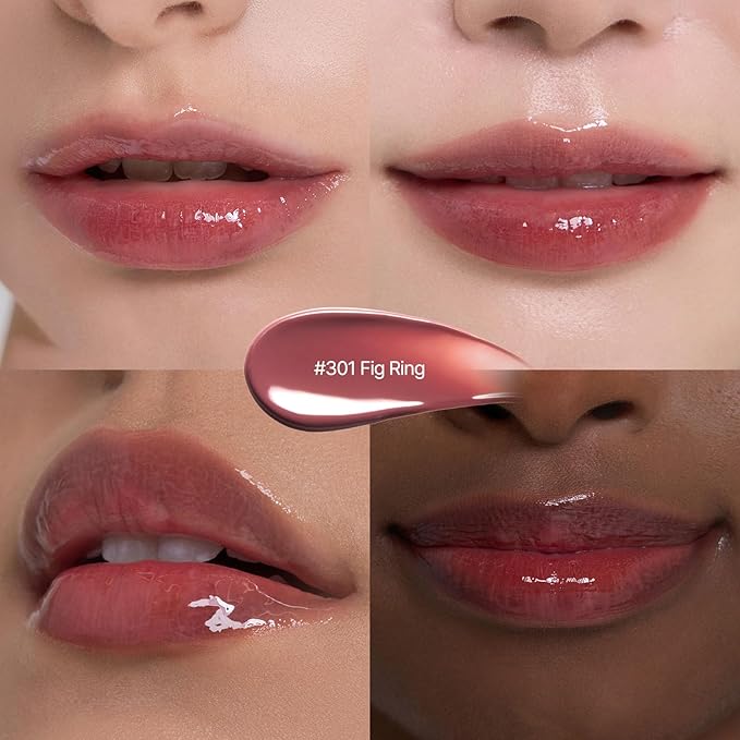 Laka Jelling Nude Gloss Mini, 1.9g/0.07oz, Sheer Hydrating Lip Oil with No Stain, Non-Sticky, Nourishing Gloss for a Fresh, Glowy Look, Vegan, Clean Beauty Makeup, K-Beauty (#301 Fig Ring)