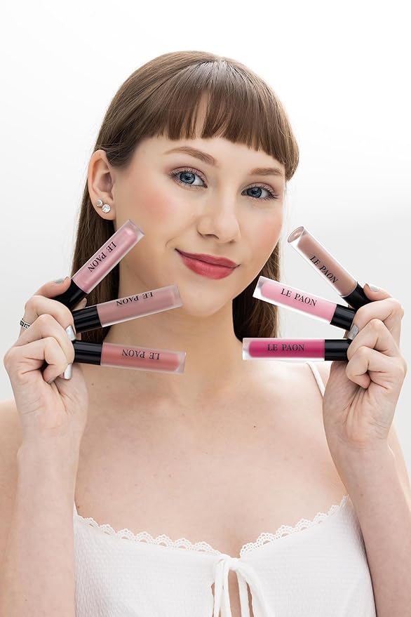 LePaon Cosmetics Pout Cloud Lipgloss – Long-wear, Transfer-Proof Matte Lipstick with High Pigment Payoff – Infused with Vitamin E for Extended Hydration (Kiss Me Red)