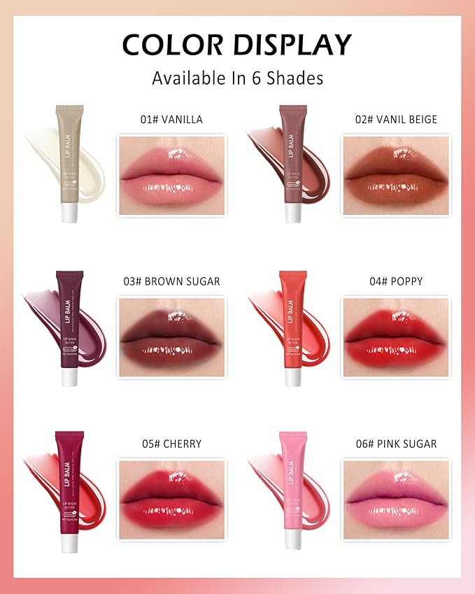 Lip Balm Butter Brown Sugar, Hydrating Tinted Butter Lip Gloss,Clear Lip Mask Lip Care Moisturizer,Smooth Lip Treatment,Non-Sticky Jelly Glow Reviver Lip Oil,Christmas Makeup Gift for Women-03