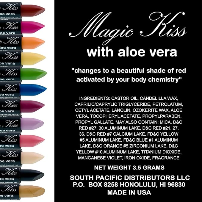 Pack of 6 Magic Kiss Color Changing Matte Lipstick set, Long Lasting Nutritious Lips Moisturizer Magic Temperature Color Change Lip Balm with Aloe Vera PH Lipstick Beauty Cosmetics Makeup MADE IN USA