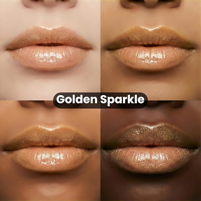Shimmering Lip Gloss, High-Shine Moisturizing Lip Oil for Plumping, Non-Sticky Sparkling Lip Glow Oil, Long Lasting Hydrating Lip Balm for Dry Lips, Ultra-Glossy Finish(06#Golden Sparkle)