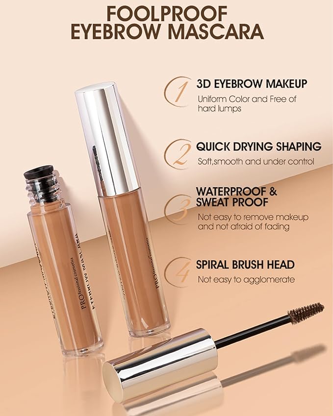 Waterproof Tinted Eyebrow Gel-Long Lasting Smudge-Proof Eyebrow Mascara Tinted Brow Glue,Eye Brow Filler,Volumizing Enhance Brow Mascara With Brow Razor,Christmas Eye Makeup Gift for Women-06 Ebony