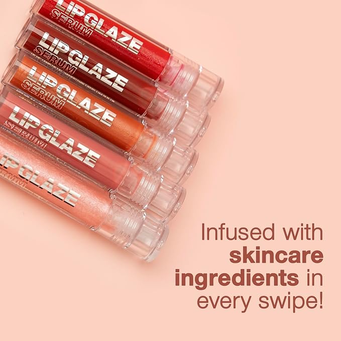 Palladio Lip Glaze Serum, Hydrating Lip Gloss with Peptides & Hyaluronic Acid for Plump, Smooth, and Nourished Lips – Vegan, High-Shine, Non-Sticky Finish (Red Wine)