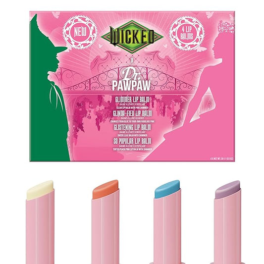 Dr. PawPaw Glinda Wicked Balm Collection - Natural Lip Balm with Aloe Vera - Gluten Free Lip Moisturizer to Nourish, Soften and Hydrate - 4 pc