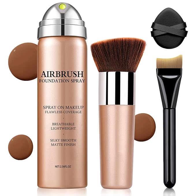 Air Brush Makeup Foundation,Magic Minerals Airbrush Foundation Makeup,Silk Flawless,Buildable Coverage,Moisturizing Formula for Smooth Radiant Skin (08 Tan)