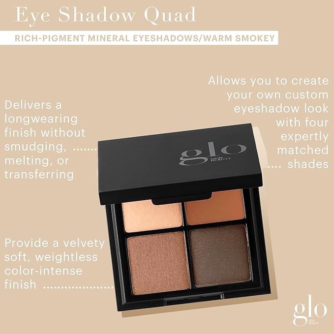 Glo Skin Beauty Eye Shadow Quad | Expertly Matched Shades for A Custom Eye Statement, (Warm Smokey)