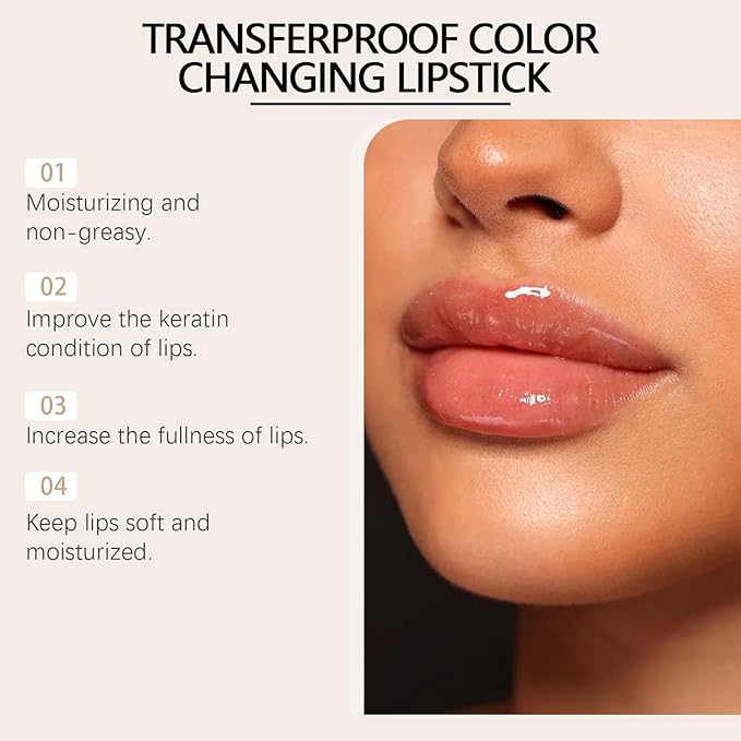 Gold foil color changing and nourishing lipstick Nourishing and moisturizing aqua glass softening lip skin Non greasy lipstick