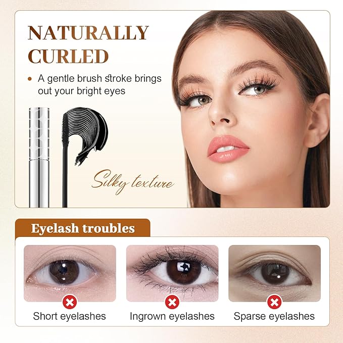 Mascara for Older Women 60 Plus, 2026 New Mascara Volume and Length for Mature Women with Thinning Lashes, Non Clumping Waterproof Long Wear (2PC Mix)
