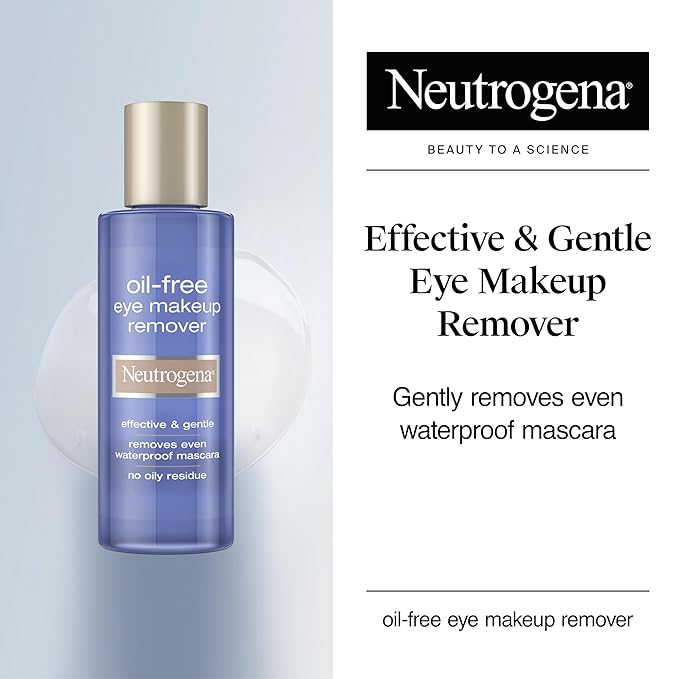 Neutrogena Gentle Oil-Free Eye Makeup Remover & Cleanser for Sensitive Eyes, Dissolves Waterproof Mascara, Non-Greasy Liquid Makeup Remover, Dermatologist & Ophthalmologist Tested, 8 fl. oz