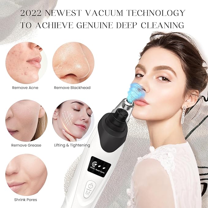 2025 Blackhead Remover Pore Vacuum,Facial Pore Cleaner-5 Suction Power,5 Probes,USB Rechargeable Blackhead Vacuum Kit Electric Acne Extractor Tool for Adult (Black)