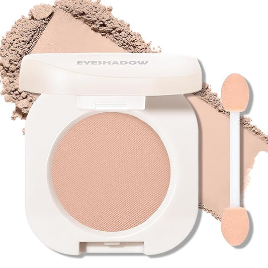 Light Nude Brown Matte Eyeshadow Palette, Single Neutral Eye Shadow Palette Makeup Velvet Smooth Pressed Powder Lightweight Blendable Eyeshadow for Women Daily Natural Eyes Travel-Friendly