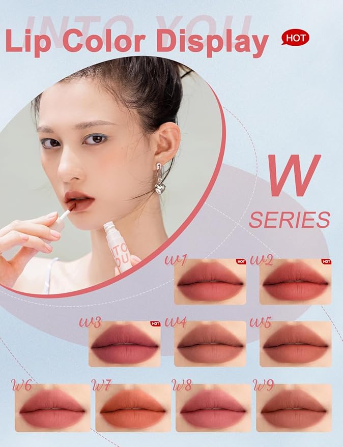 INTO YOU Matte Lipstick, Super Stay Lipstick for Women, Lip Stain Long Lasting Waterproof, Lip Mud Soft Lightweight, Smooth Lip Clay Mousse, Dual-Use For Lips And Cheek, Red Lipstick (W9)
