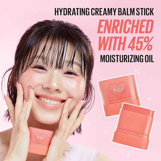 Kaja Cheek & Lip - Dewy Bar 04 Fig Smoothie | Creamy Blusher and Balm Multi-Stick, 45% Moisturizing Oil, Apple Extract, Vitamin-Hyaluronic Acid Infused, High Shine, 10g