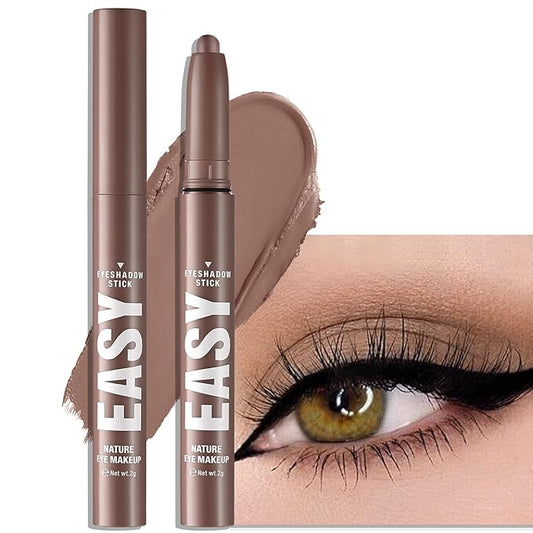 Brown Matte Eyeshadow Stick - Cream Neutral Eyes Shadow Pencil Buildable Brightener Crayon Eyeliner Highlighter Makeup, Lightweight Waterproof & Smudge Proof for Easy Quick Application