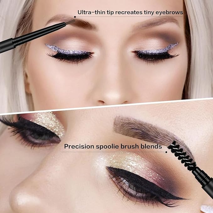 O'CHEAL 3Pcs Light Brown Eyebrow Pencil for Women, Premium Eye Brow Pencil with Spoolie Brush, Longwearing for Perfect Brows, Precision, Defines, Universal Waterproof Double-head Eyebrow Pen