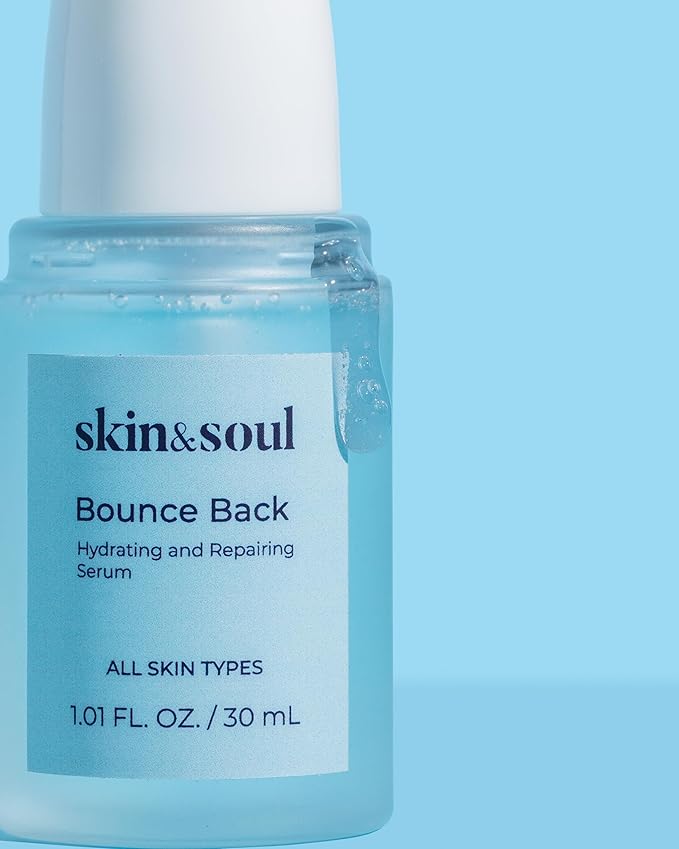 Skin & Soul Bounce Back Serum – Repairing, Hydrating & Soothing Face Serum with Ceramides, Beta-Glucan, Peptides & Stem Cells, Anti-Redness for Sensitive & Acne-Prone Skin, Skincare, 1 fl oz (30 mL)
