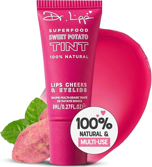 Dr. Lipp Superfood Lip Tint Sweet Potato 8ml – 4-in-ONE Ultra Moisturising Tinted Lip Balm, Lip Gloss, Cheek Blush & Glossy Eyeshadow – 100% Natural – Fragrance & Cruelty Free