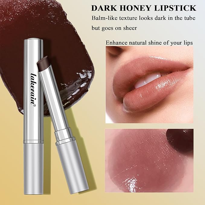 Honey Lipstick Tinted Lip balm, Hydrating Nourishing Sheer Formula Lipstick, Natural Glossy Finish (1 PC BLACK)