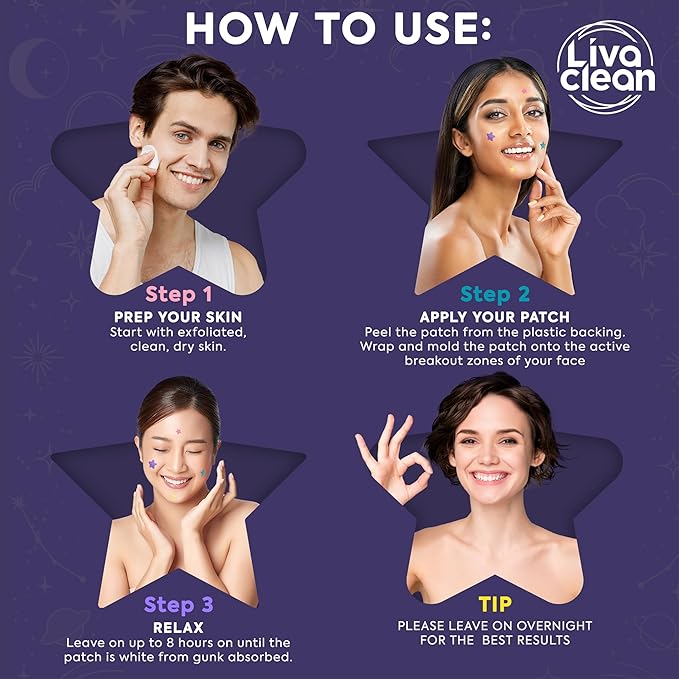 LivaClean 720 CT (3 Pack of 240) Superstar Pimple Patch for Face - Salicylic Acid & Tea Tree, Hydrocolloid Acne Patch, Pimple Patches Star Cute Zit Patches - 3 Sizes, 4 Colors