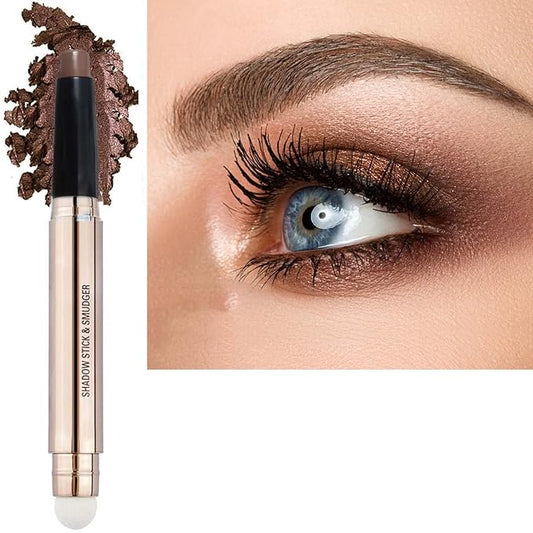 Brown Eyeshadow Stick Makeup, Long-Lasting Waterproof Eye Shadow Pencil, Hypoallergenic Smudge-Proof Glitter Primer Palette Shimmer Eyeliner, Easy to Blend Eye Make Up
