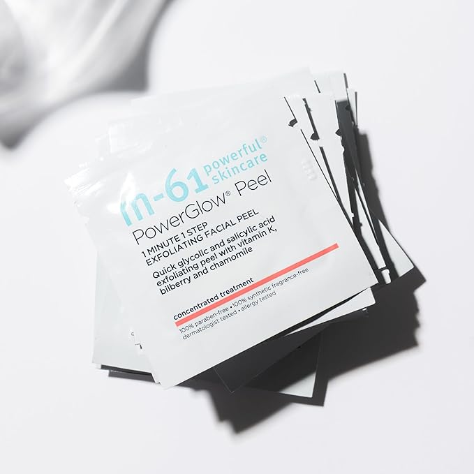 m-61 PowerGlow Peel | Exfoliating Facial Peel With Glycolic, Salicylic Acid. 1 Minute, 1 Step - 10 Treatments