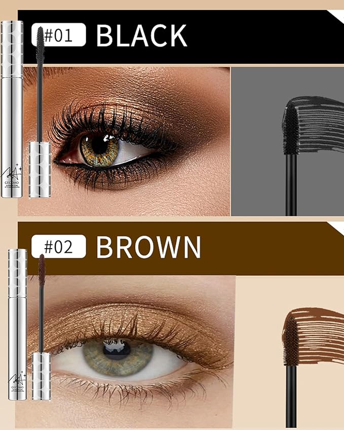 Mascara for Older Women 60 Plus,2 Pcs Black Brown Waterproof Volumizing Prime Mascara for Mature Women Volume and Length Long Lasting with Thinning Lashes Hypoallergenic Eyelash Makeup Sensitive Eyes