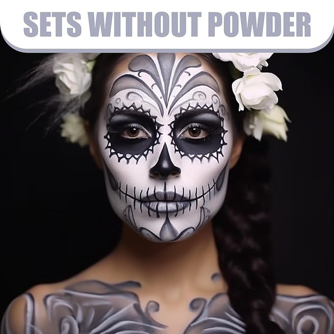 BOBISUKA Grey Face Body Paint, Water Based Face Painting for Art Theater Halloween Party Cosplay Clown SFX Makeup for Women Adults, Non-Toxic Washable