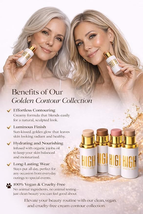 Golden Contour Collection – Cream Contour Set with CONCEALER LIGHT BEIGE,Shy Blush,Concealer Spice Ginger,Highlighter Candle Light.