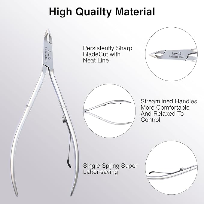 UM Supplies Cuticle Trimmer | Hangnail Remover | Extremely Sharp | Professional Cuticle Nippers | Stainless Steel | Cuticle clippers | Pedicure Manicure Tool (Jaw 12) 4mm
