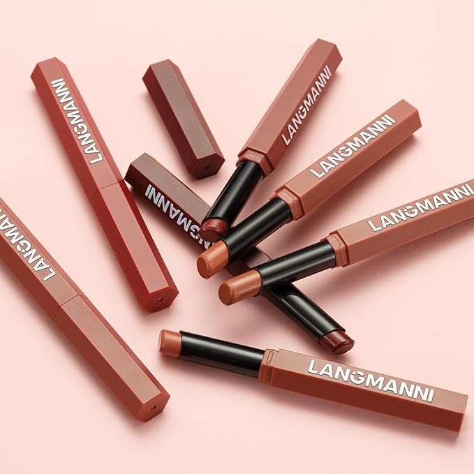 Jolilab 6Pcs Velvet Matte Lipstick Nude Matte Soft Dark Color Stick High Pigmented Long-Lasting Waterproof Lip Stick Lip Balm Beauty Cosmetics Gift for Women(Curated Set A)