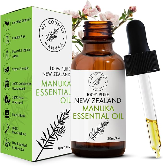NZ Country Manuka 100% Pure New Zealand Manuka Oil | Organic Essential Oil | 35x Stronger Than Tea Tree | Natural Skin Care | Toenails | Diffuser | Aromatherapy | Nails | Hair | Skin | Lips