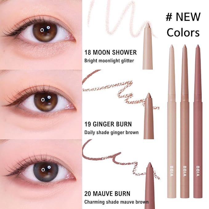 BBIA Last Auto Gel Eyeliner 17 Color – Multi-Use Longwear & Waterproof Mechanical Eye Liner Easy Drawing with Smooth Texture Smudge-Resistant Shadow & Glitter Vegan Korea Eye Makeup (18 MOON SHOWER)