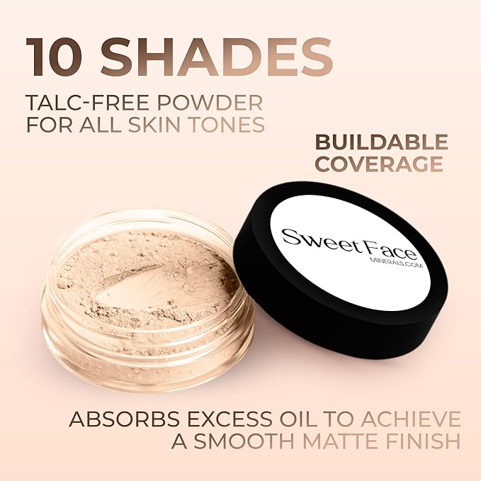 FAIR 1 FOUNDATION (20g Mid Size Sifter Jar) – Mineral Foundation Powder – Soft Matte Finish, Lightweight Long Lasting Coverage – Sweet Face Minerals SPF 30
