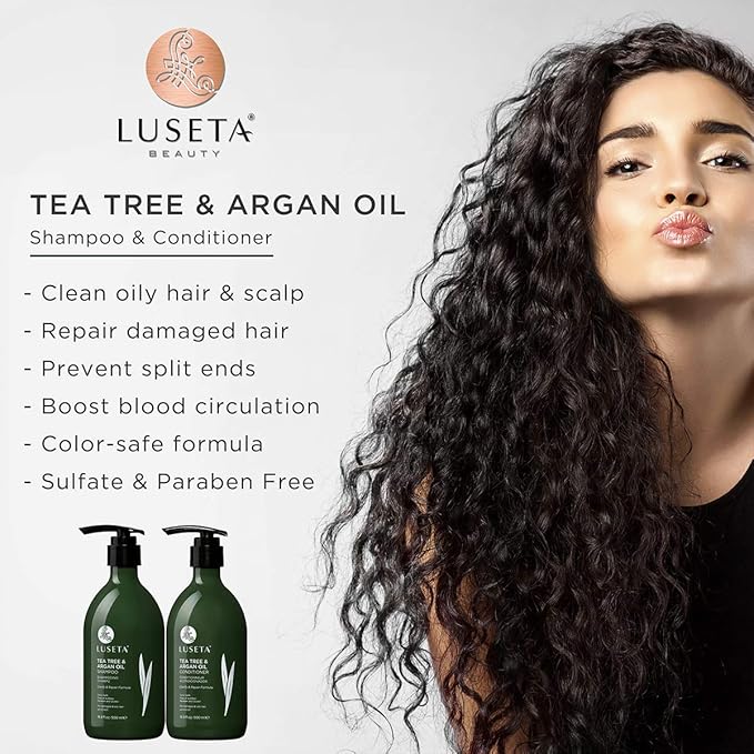 Luseta Tea Tree & Argan Oil Detangling Shampoo & Conditioner Set, 2 x 33.8 Oz